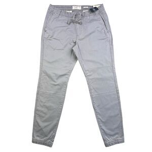 Abercrombie & Fitch Jogger Pants Mens Medium Gray Stretch Drawstring Chino NEW